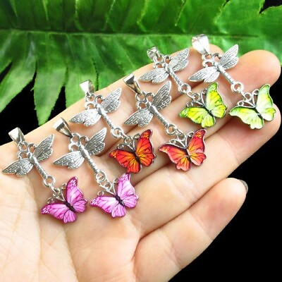 #ad 6Pcs Tibetan silver Enamel Mixed Butterfly Dragonfly Pendant Bead SSG3108 $11.69
