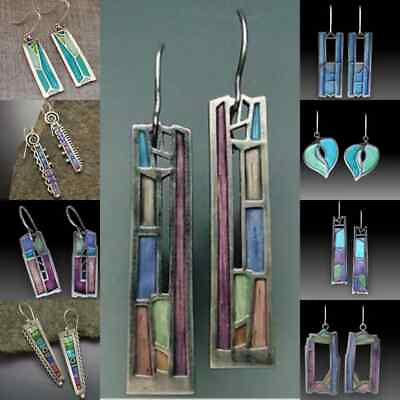 #ad Vintage 925 Silver Blue Earrings Ear Hook Women Wedding Dangle Drop Jewelry Gift C $2.65