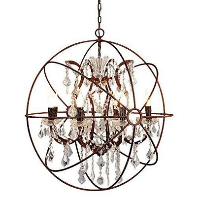 #ad Industrial Globe Cage Ceiling Lamp 6 Lights Orb Chandelier Retro Light Loft ... $412.72