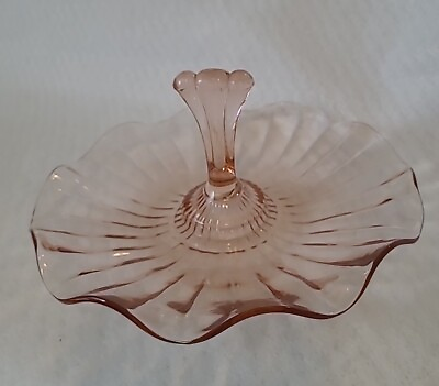 #ad Vintage Pink Depression Glass 7.5quot; Candy Dish $17.57