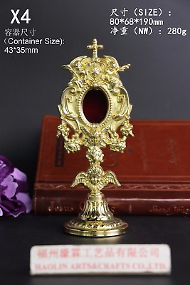 Beautiful Brass ornate Reliquary for church home Relic Religiousangel X4 $95.00