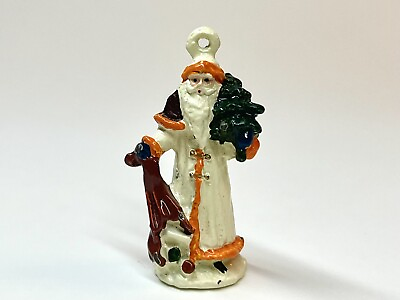 #ad Miniature Cast Metal Antique Santa Ornament Vintage Figurine 1.5 Inches Tall $22.36