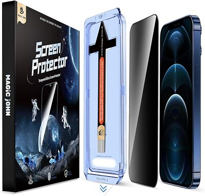 #ad #ad MAGIC JOHN 2 Pack for iPhone 12 12 Pro 6.1 inch Privacy Glass Screen Protector $9.53