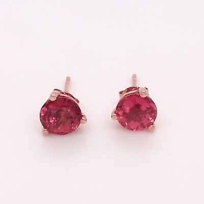 #ad EXCELLENT 14K ROSE GOLD PINK ROUND TOURMALINE EARRING 7mm HEAVY PUSH BACK $1082.00