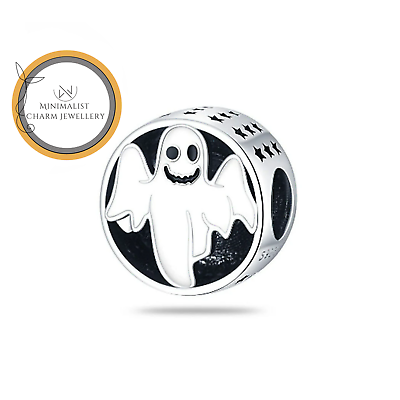 #ad Halloween Ghost Charm Trick or Treat Halloween Charm Silver Charm Women Gift $30.99