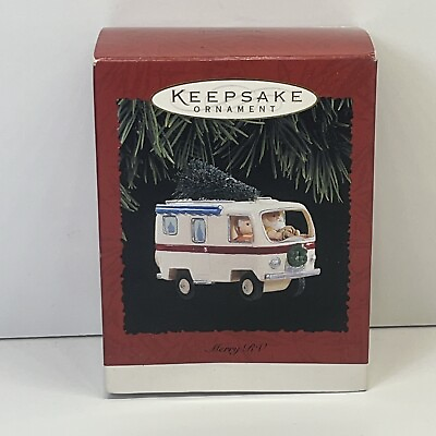 #ad Hallmark Ornament Christmas Merry RV With Santa and Mrs. Claus 1995 Holiday $14.99