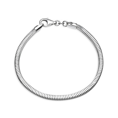 #ad Sterling Silver High Polished 3mm Sleek Square Snake Chain Bracelet 7 Inches $24.99