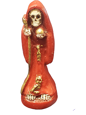 #ad 2.5quot; Red Rojo Santa Muerte Grim Reaper Holy Death Statue Mexico Curado Fixed $13.99