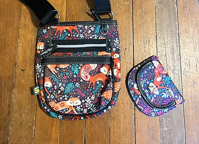 #ad Lily Bloom Woodland Fox Print Cross Body Bag and Wallet $39.99