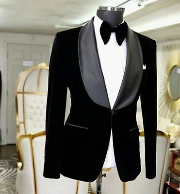 #ad Men Black Smoking Jackets Blazers Wedding Grooms Luxury Designer Party Wear Coat $135.89