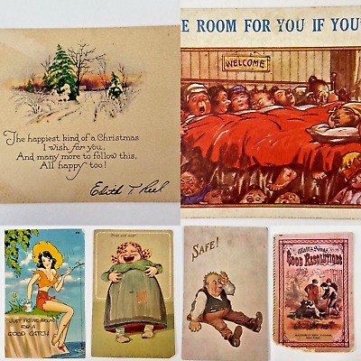 #ad Vintage Paper Ephemera Lot 1888 Devotional 1910 1945 Post Cards amp; Christmas Card $7.99