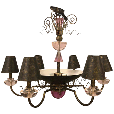 #ad #ad 1960s Hollywood Regency Style Iron and Lucite Chandelier $2800.00
