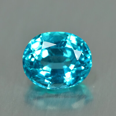#ad 0.80Ct Oval Stunning Lustrous 100% Natural Neon Blue Apatite $10.39