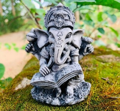 #ad Ganesha stone statue Lord Hindu God of Success Ganesh for altar Ganesha Trunk Up $13.98