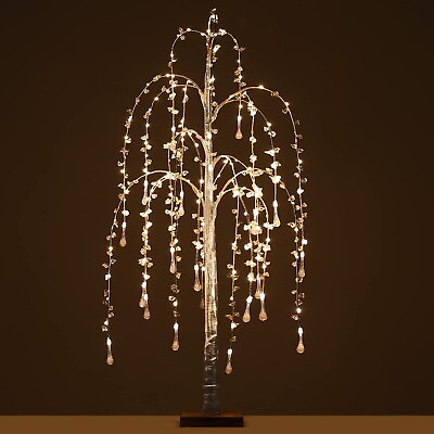 #ad LED Lighted Artificial Twig Tree 4ft Silver $121.22