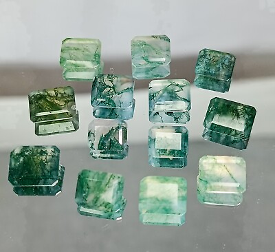 #ad Amazing Designer Natural Green Moss Agate Faceted Baguette Lot 6 mm to 11 MM $12.00