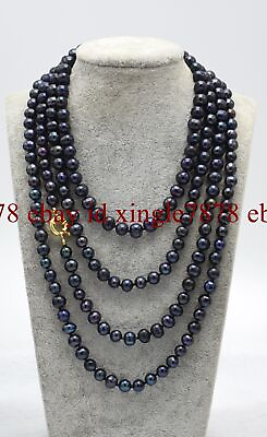 #ad Natural 7 8mm Black Freshwater Cultured Pearl Necklace 18 100quot; $49.99