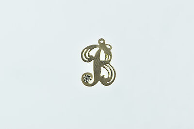 #ad 14K B Cursive Monogram Diamond Letter Initial Charm Pendant Yellow Gold *85 $62.95