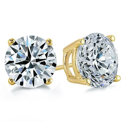 #ad Moissanite Earrings 14K Solid Yellow Gold Solitaire Stud 4mm 10mm 0.50ct 8.00ct $39.99