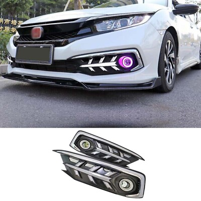 #ad 2pcs Angel Eye 3Color Day Running Light Chrome Led DRL For Honda Civic 2019 2021 $205.88