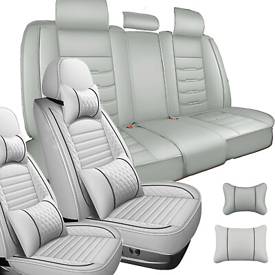 #ad For TOYOTA Car Seat Covers Full Set Leather 2 5 Seats Front Rear Protector Gray $54.90