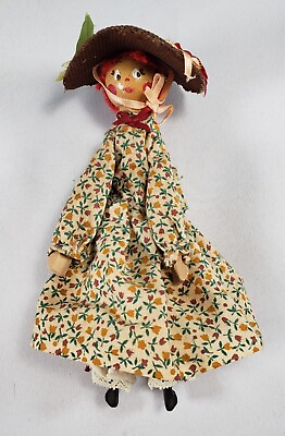 #ad Vintage or Antique Wood Wooden Doll w Hat amp; Dress 7.5quot; $20.99