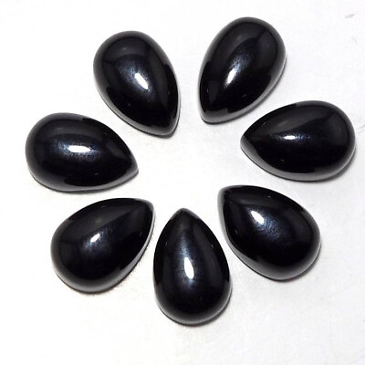 #ad 5 Pcs Lot Natural BLACK ONYX 10x14 mm Pear Cabochon Loose quality Gemstone AS 1 $13.93