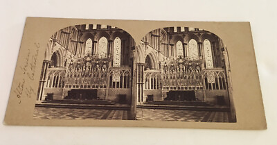 #ad SEDGFIELD#x27;S ENGLISH SCENERY ELY CATHEDRAL quot;ALTAR SCREENquot; STEREOVIEW 1855 56 ENG $24.95