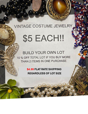 #ad BUILD A LOT VINTAGE ESTATE RHINESTONE amp; MCM JEWELRY $5 FIRST 10% OFF 2 0R MORE $5.00