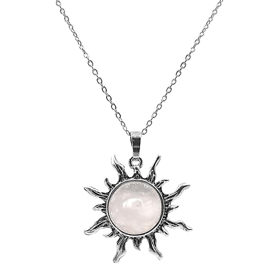 #ad Clear Quartz Necklace Natural Clear Crystal Quartz Sun Necklace for Women Heal $30.99