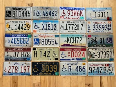 #ad 20 Craft Condition Handicapped License Plates from 20 Different States $74.99