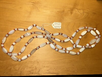 #ad Spectacular Vintage White Agate Necklace 70” Full Opera Length $149.00