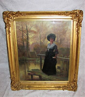 #ad Antique English Oil on Canvas Painting Circa 1900 $1800.00