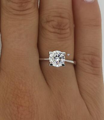 #ad 0.75 Ct 4 prong Solitaire Round Cut Diamond Engagement Ring SI2 G White Gold 18k $854.00