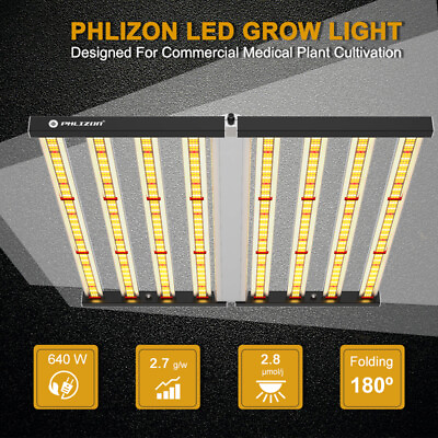 #ad 640W 8Bar Full Spectrum LED Grow Light Foldable for Indoor Commercial Veg Bloom $179.67