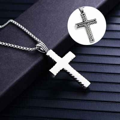 #ad Boys Mens Stainless Steel Cross Pendant Necklaces Men Fashion Vintage Chain US $7.54
