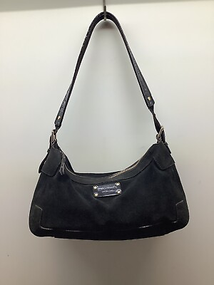#ad Vintage Kate Spade Brennan Wilton Black Suede Purse 12.5” Drop Leather Strap $89.99