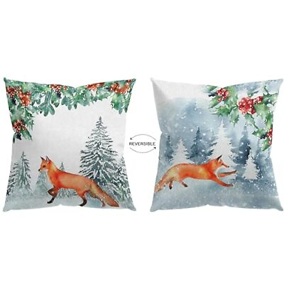 #ad Winter Fox Pillow Covers 18x18 ReversibleFox DecorWinter Decorations for Home... $15.67