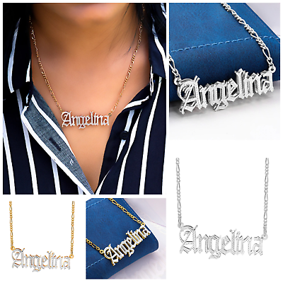 #ad Personalized Silver and 14K Gold Script Any Name Double Plated Necklace w Chain $44.06
