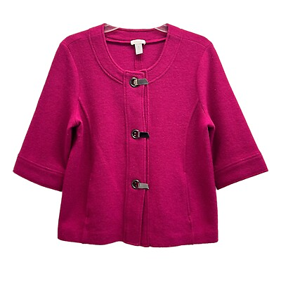 #ad Chicos Boiled Wool Jacket Blazer Women Size 1 Medium 8 10 Pink 3 4 Sleeves Barbi $35.99