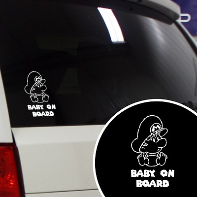 #ad Baby Mario Super Mario Funny quot;Baby on Boardquot; Car Window Vinyl Decal Sticker $11.93