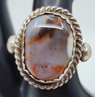 #ad Vintage Native American Made Sterling amp; Agate Ring Size 8 $66.45