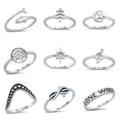#ad Sterling Silver 925 PRETTY ASSORTED DESIGN RINGS SIZES 4 to 10** $11.74