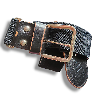 #ad Adidas Black Vegan Leather basic casual unisex men belt stretch elastic 28 32quot; M $19.99