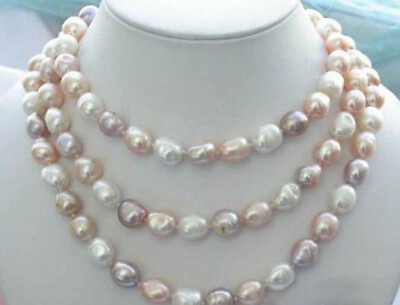 #ad 7 10mm real natural baroque white pink purple freshwater pearl necklace 36 100#x27;#x27; $24.29