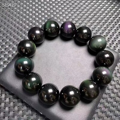 #ad 100% Natural Color Obsidian Rainbow Light Beads Bracelet 18mm $78.00