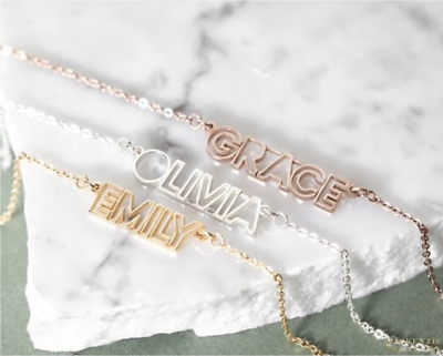 #ad Personalized Cut Out Name Necklace Women Custom Jewelry Chain Gold Platinum Gift $19.89