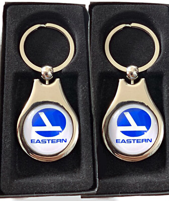 #ad Eastern airlines Logo 2 Pack Of Key Chain Chrome Finish Glass Dome 1” Key Ring $19.99