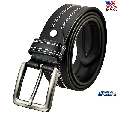 #ad 100% FULL GRAIN Leather Belts Mens Casual Dress Jeans Belt Black Brown US Stock $18.95