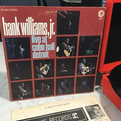 #ad Hank Williams Jr. Live at Cobo Hall Detroit 1969 Vintage Vinyl Country Star $12.00